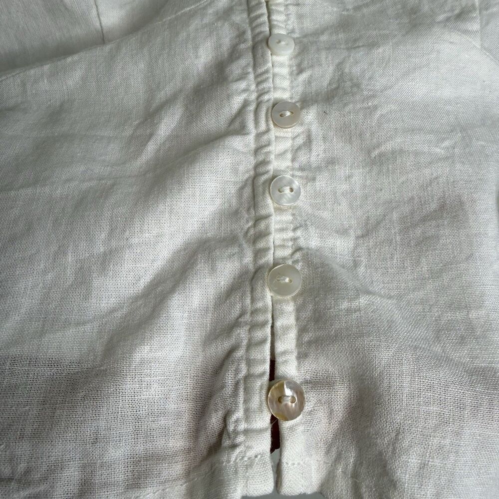 H&M Womens Linen Milkmaid Coquette Babydoll Top Size XS Puff Sleeve Cottagcore - Picture 3 of 12